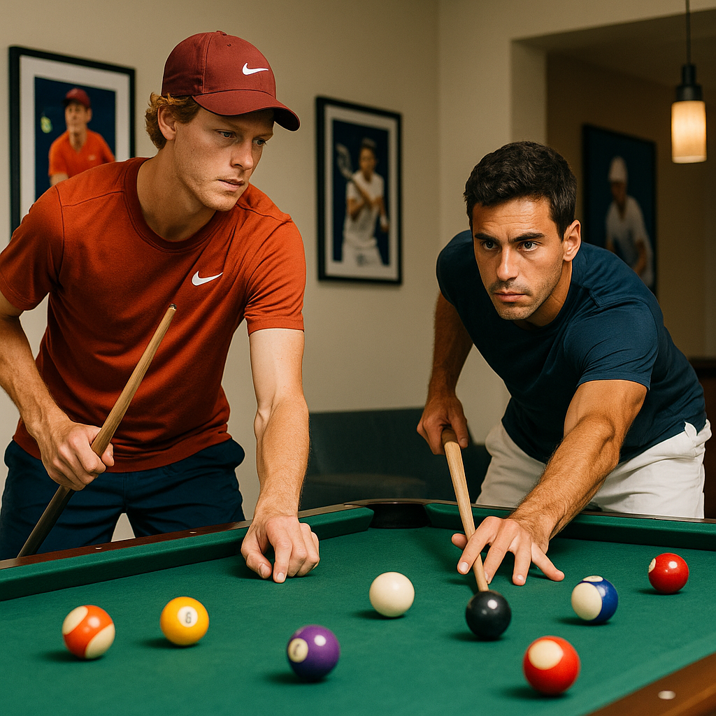 Sinner and Navone Playing Pool